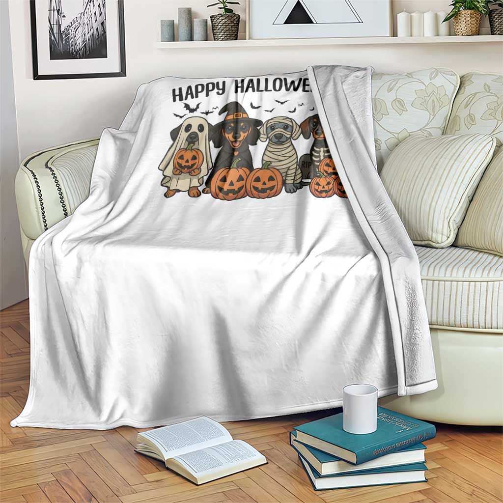 Funny Halloween Dachshund Throw Blanket Happy Halloweenie - Wonder Print Shop
