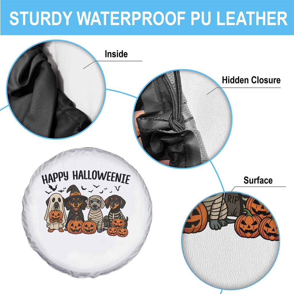Funny Halloween Dachshund Spare Tire Cover Happy Halloweenie - Wonder Print Shop