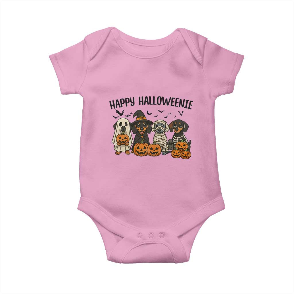 Funny Halloween Dachshund Baby Onesie Happy Halloweenie - Wonder Print Shop