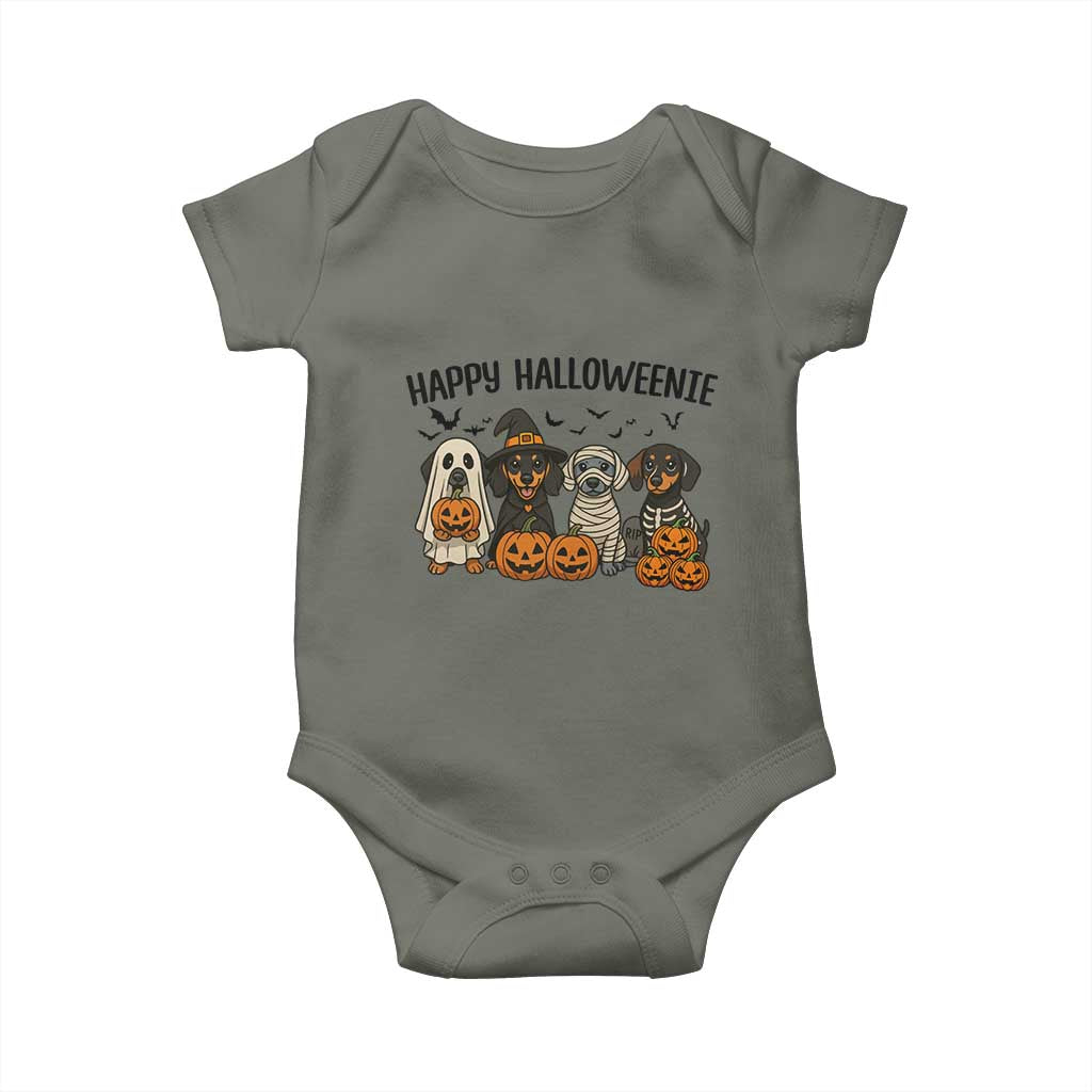 Funny Halloween Dachshund Baby Onesie Happy Halloweenie - Wonder Print Shop