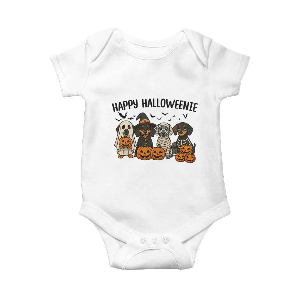 Funny Halloween Dachshund Baby Onesie Happy Halloweenie - Wonder Print Shop