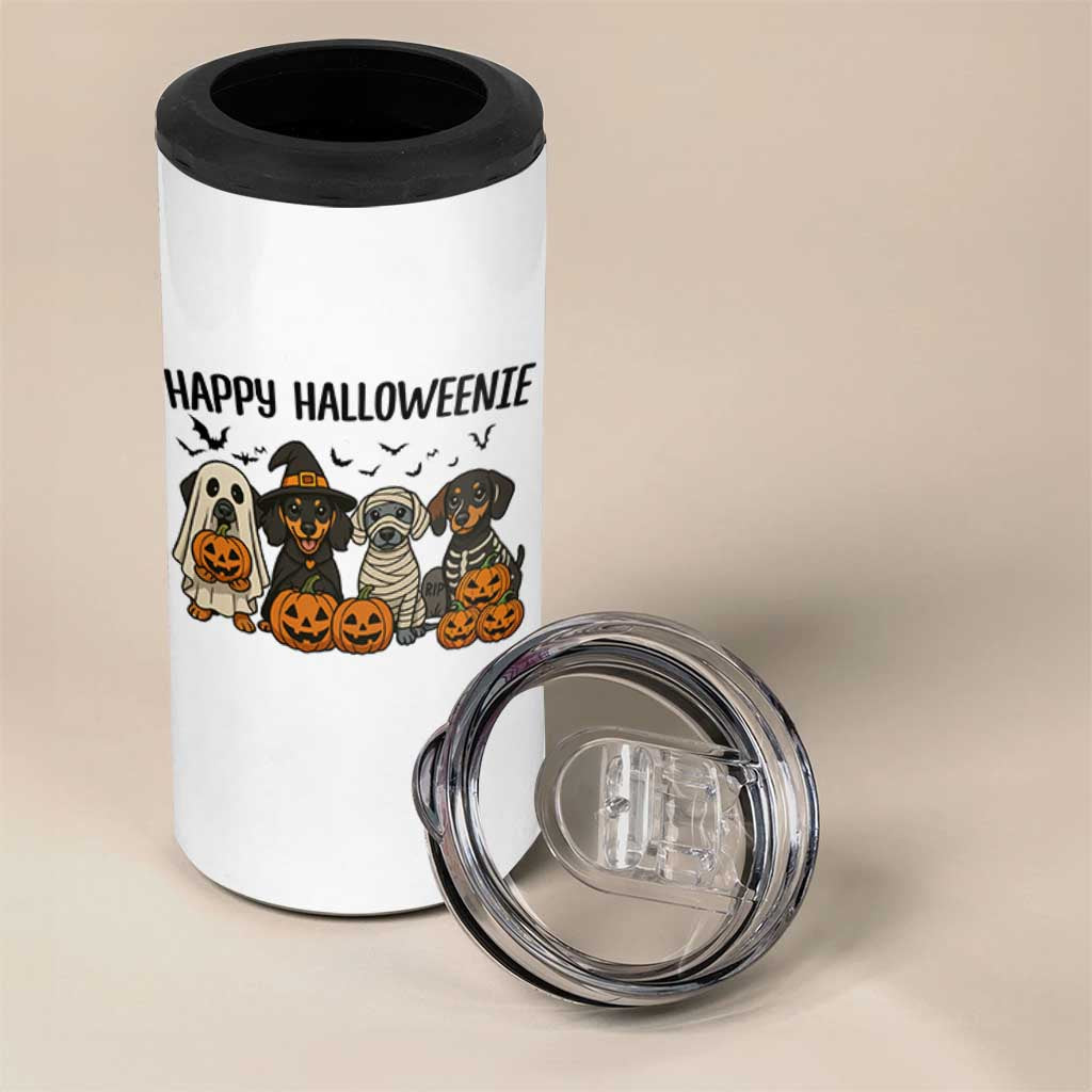 Funny Halloween Dachshund 4 in 1 Can Cooler Tumbler Happy Halloweenie