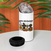 Funny Halloween Dachshund 4 in 1 Can Cooler Tumbler Happy Halloweenie