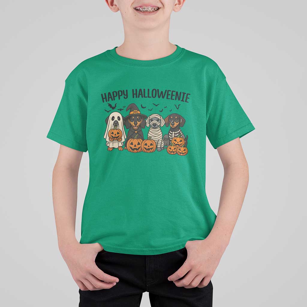 Funny Halloween Dachshund T Shirt For Kid Happy Halloweenie - Wonder Print Shop