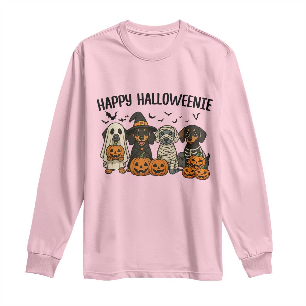 Funny Halloween Dachshund Long Sleeve Shirt Happy Halloweenie - Wonder Print Shop