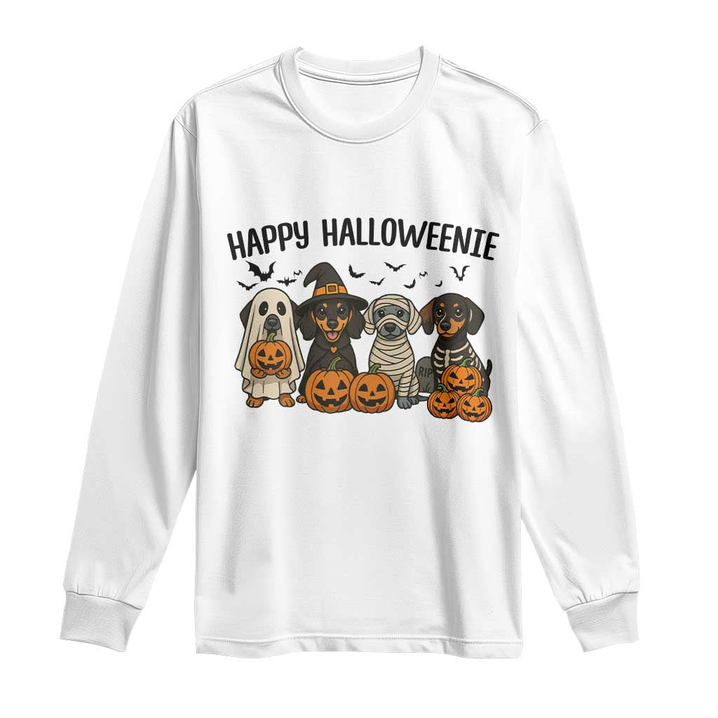 Funny Halloween Dachshund Long Sleeve Shirt Happy Halloweenie - Wonder Print Shop