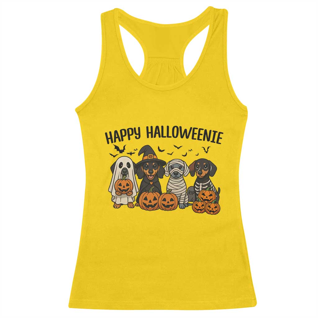 Funny Halloween Dachshund Racerback Tank Top Happy Halloweenie - Wonder Print Shop