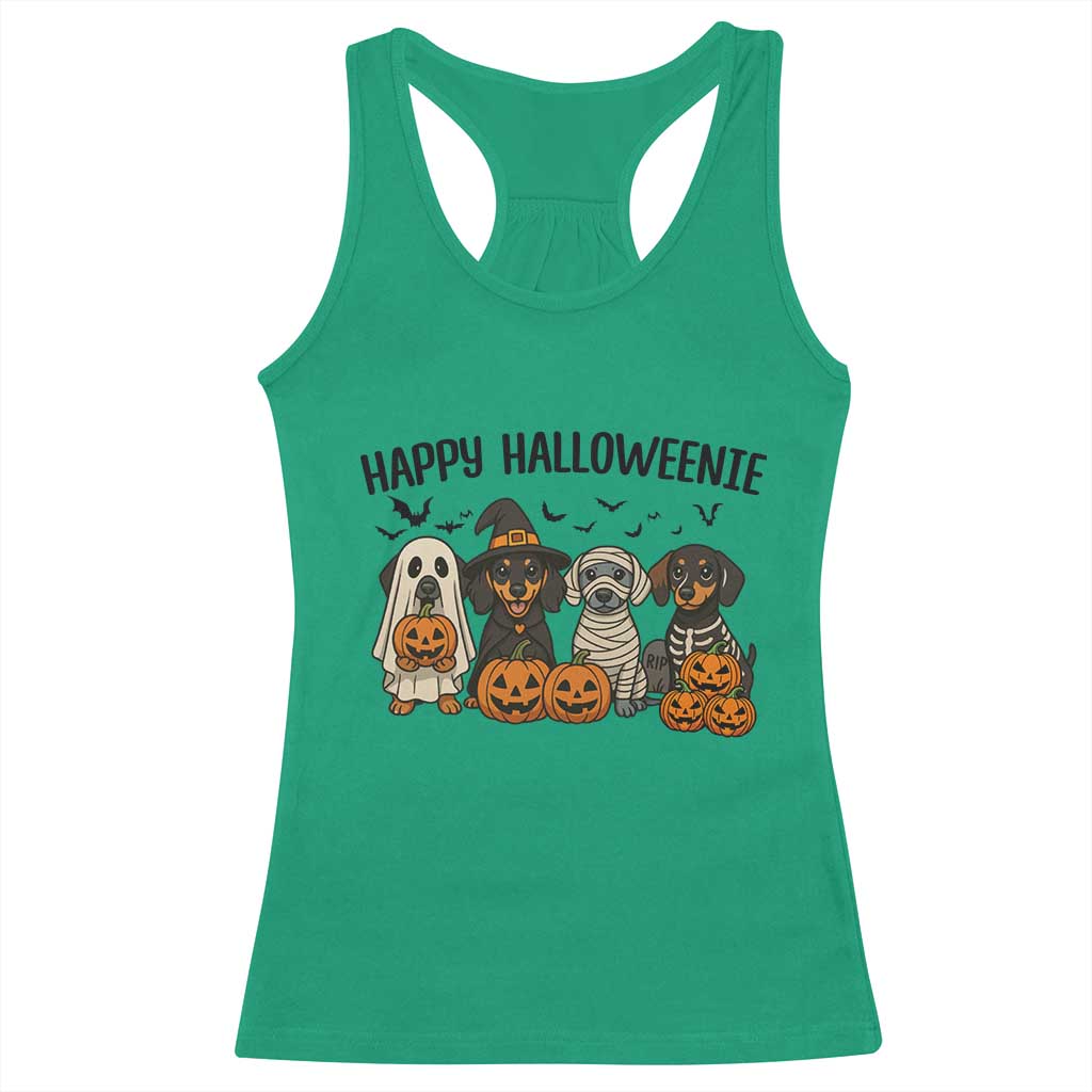Funny Halloween Dachshund Racerback Tank Top Happy Halloweenie - Wonder Print Shop