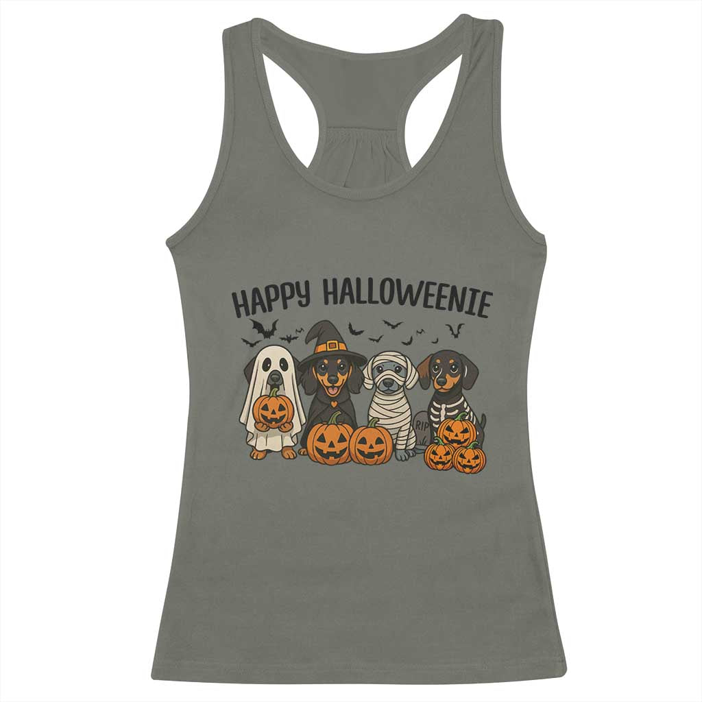 Funny Halloween Dachshund Racerback Tank Top Happy Halloweenie - Wonder Print Shop
