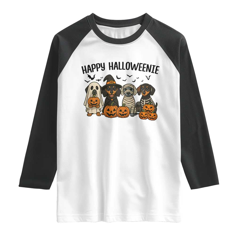 Funny Halloween Dachshund Raglan Shirt Happy Halloweenie - Wonder Print Shop