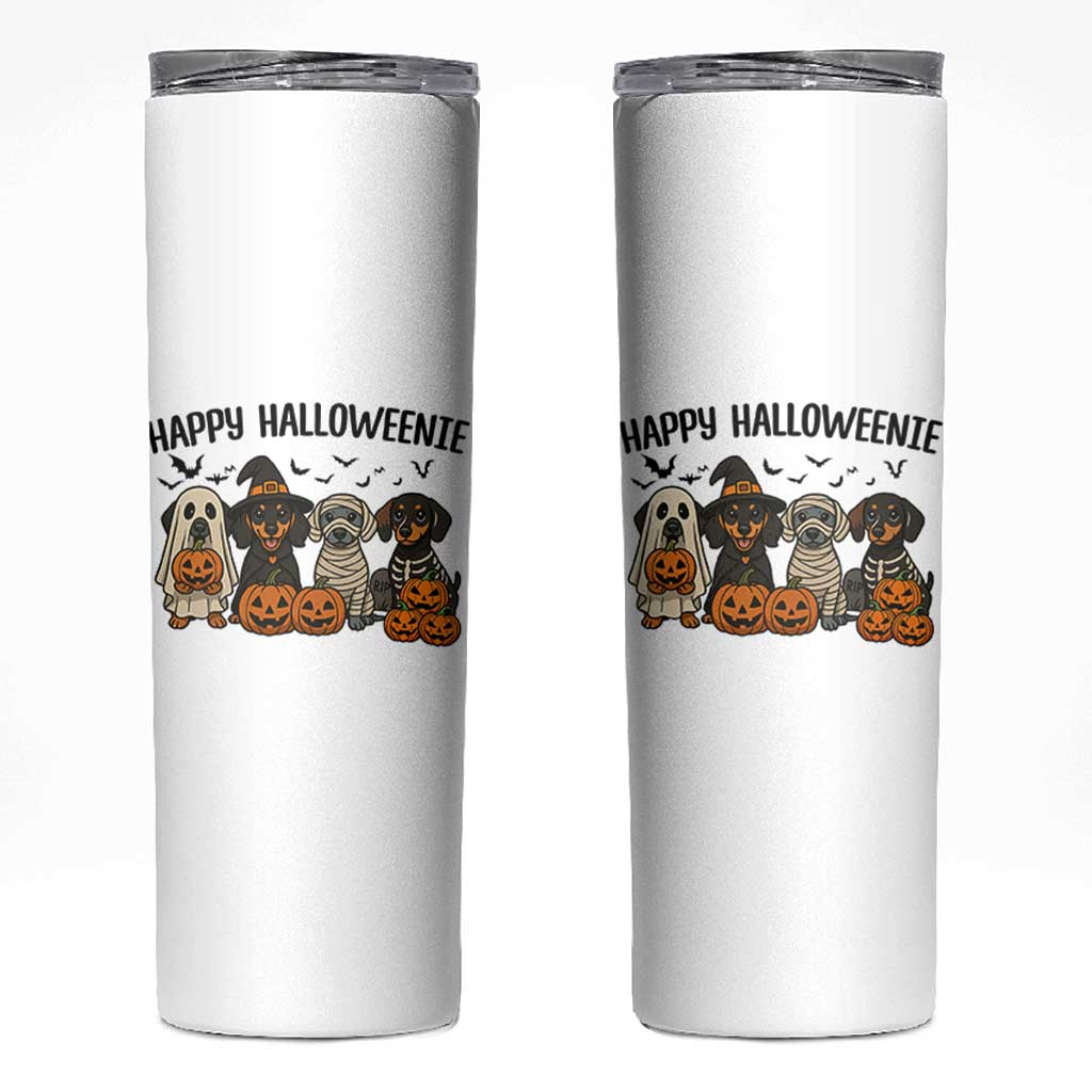 Funny Halloween Dachshund Skinny Tumbler Happy Halloweenie