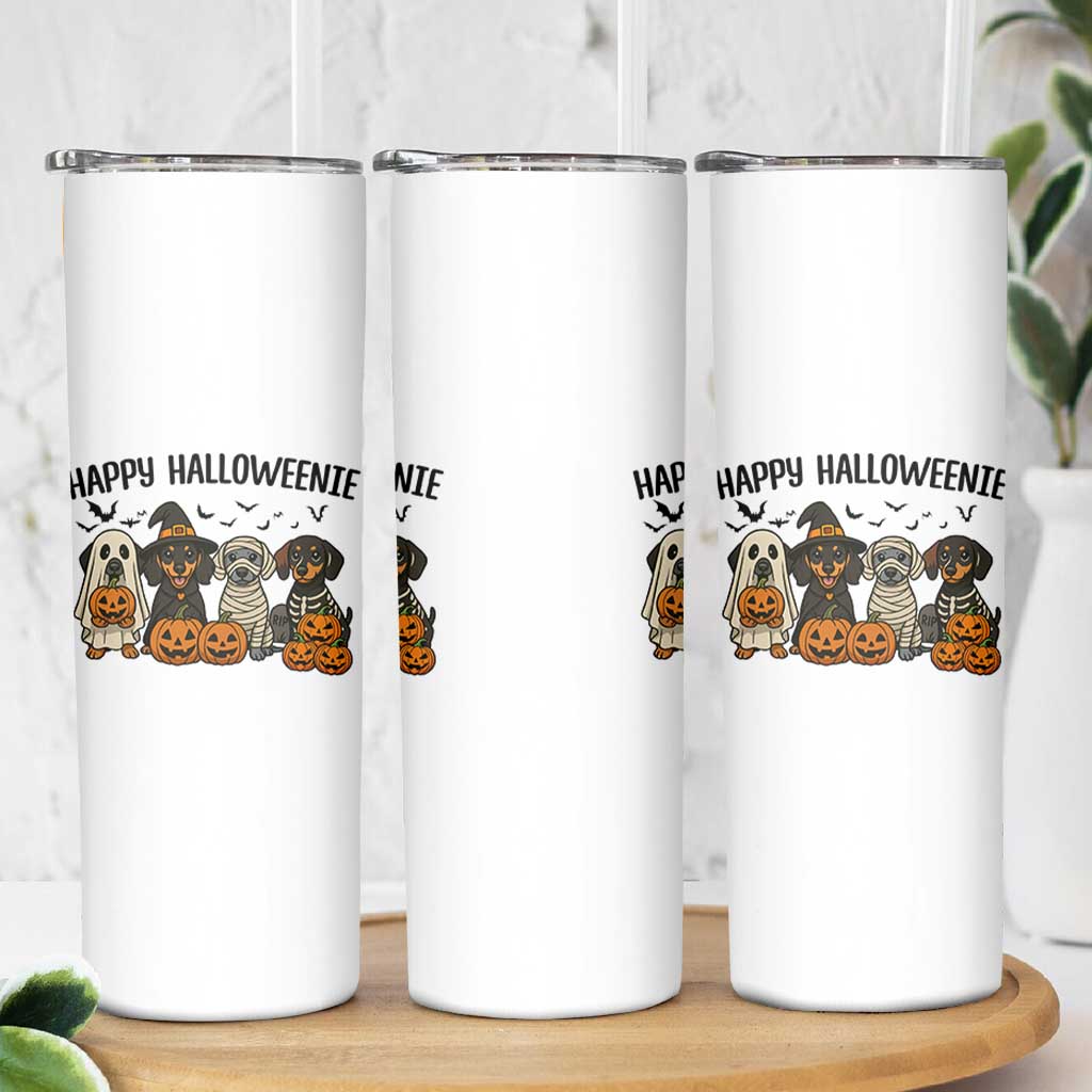 Funny Halloween Dachshund Skinny Tumbler Happy Halloweenie