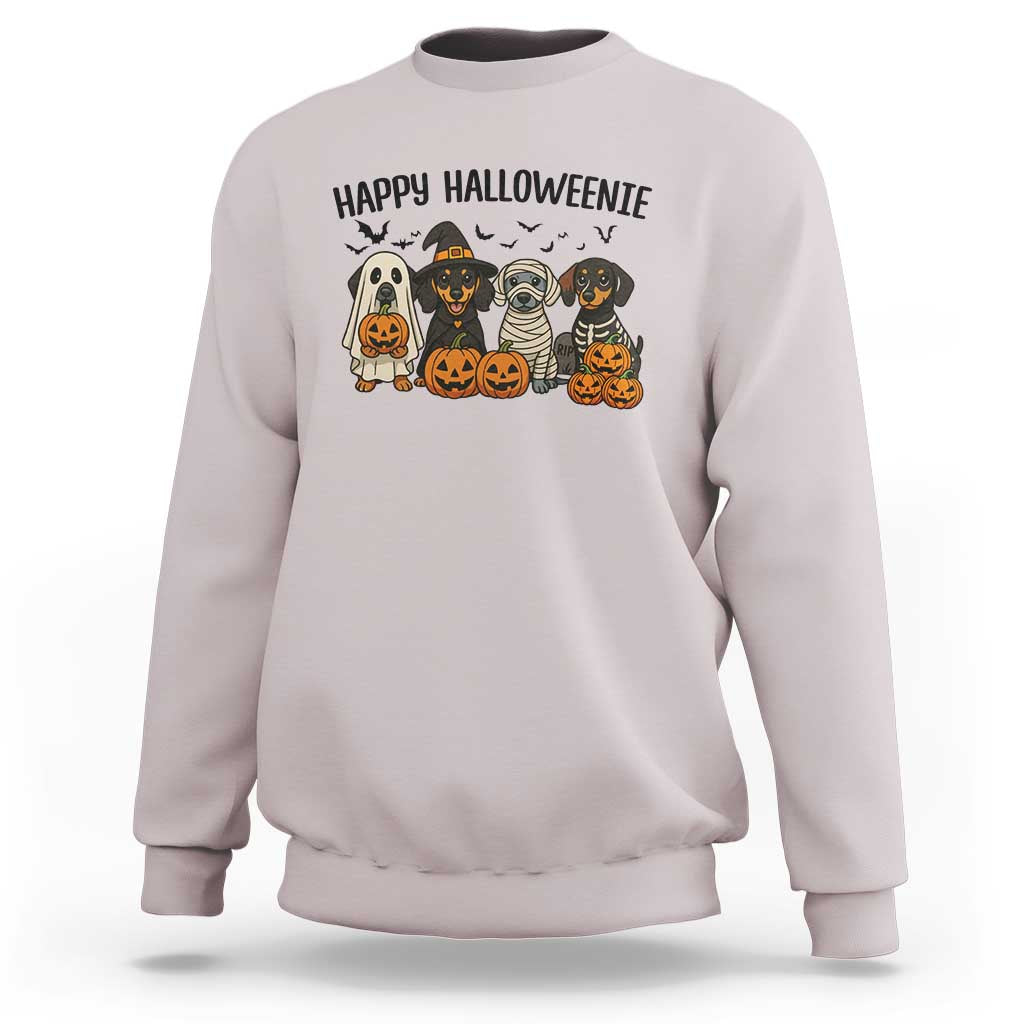 Funny Halloween Dachshund Sweatshirt Happy Halloweenie - Wonder Print Shop