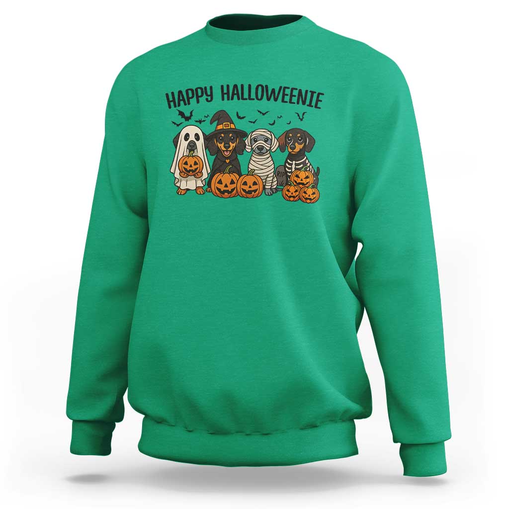 Funny Halloween Dachshund Sweatshirt Happy Halloweenie - Wonder Print Shop