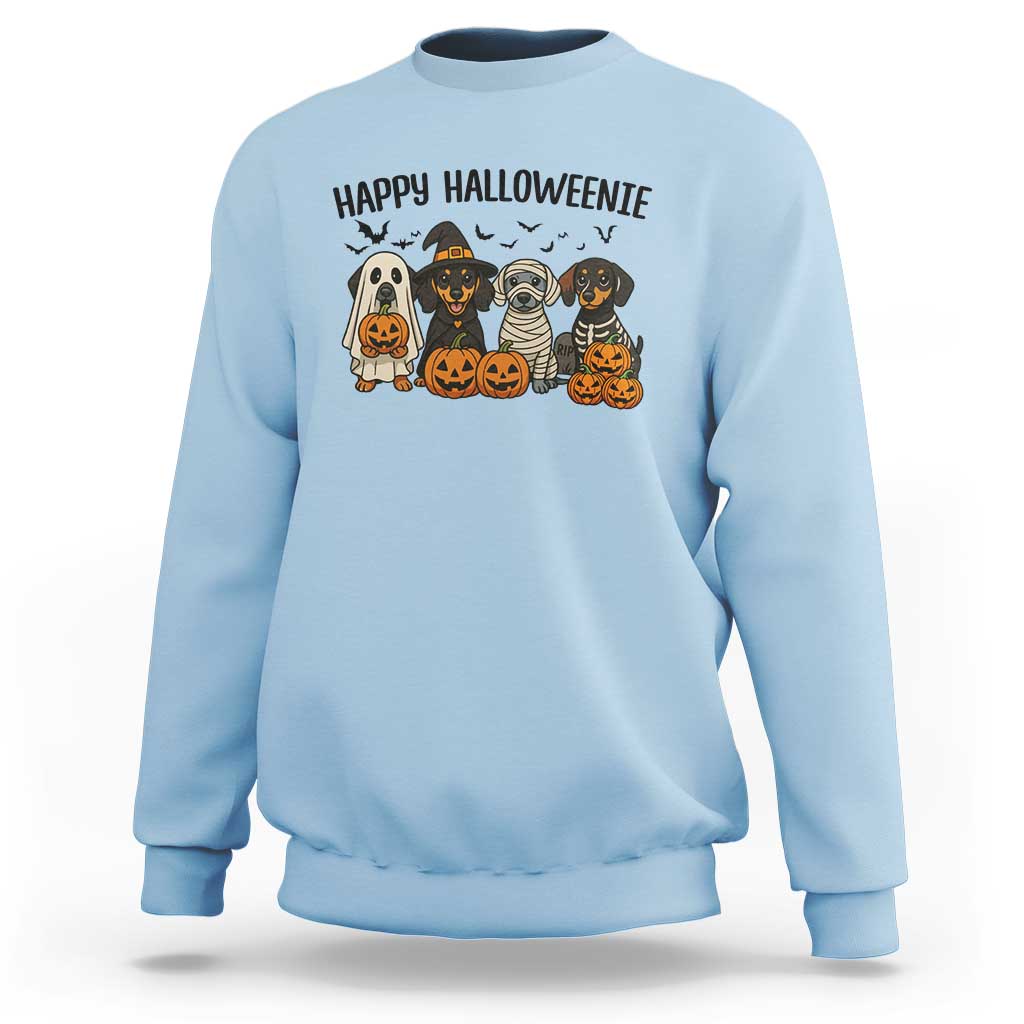 Funny Halloween Dachshund Sweatshirt Happy Halloweenie - Wonder Print Shop