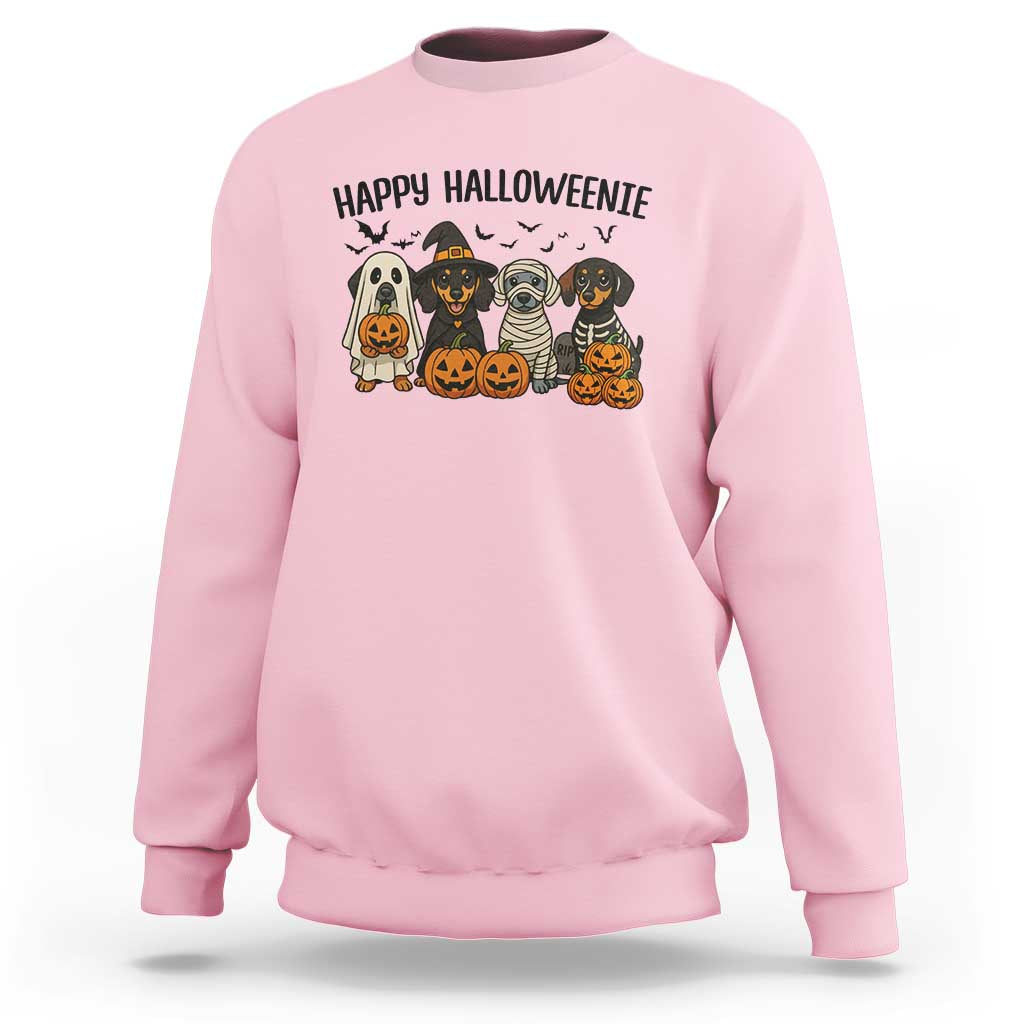 Funny Halloween Dachshund Sweatshirt Happy Halloweenie - Wonder Print Shop