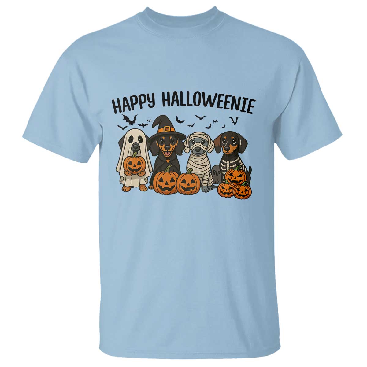 Funny Halloween Dachshund T Shirt Happy Halloweenie - Wonder Print Shop