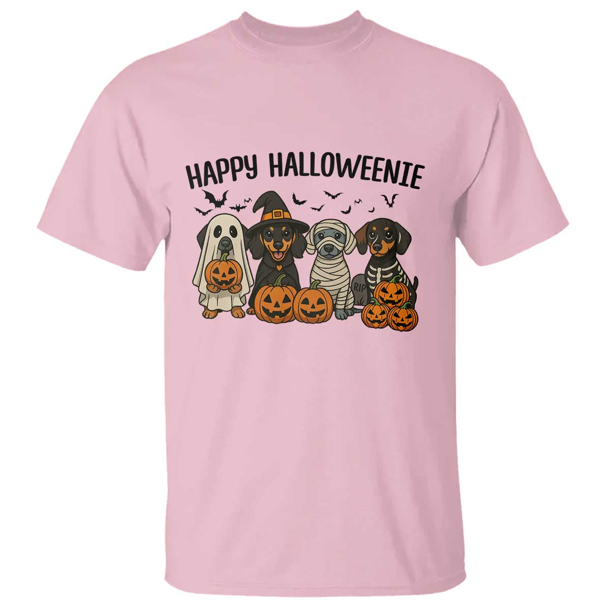 Funny Halloween Dachshund T Shirt Happy Halloweenie - Wonder Print Shop
