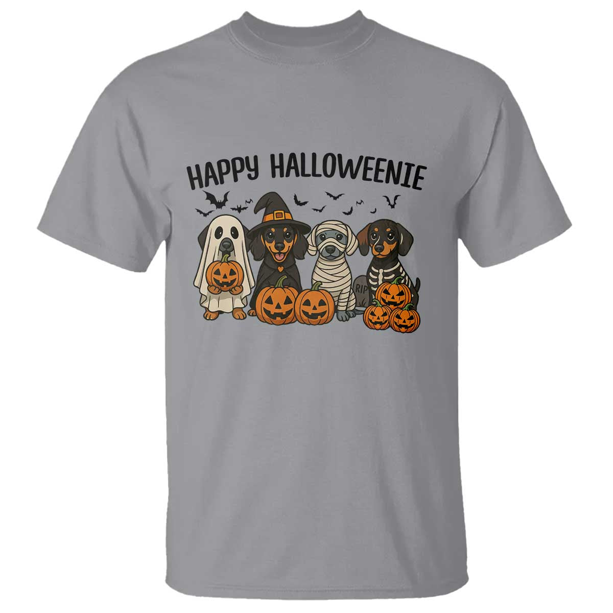 Funny Halloween Dachshund T Shirt Happy Halloweenie - Wonder Print Shop