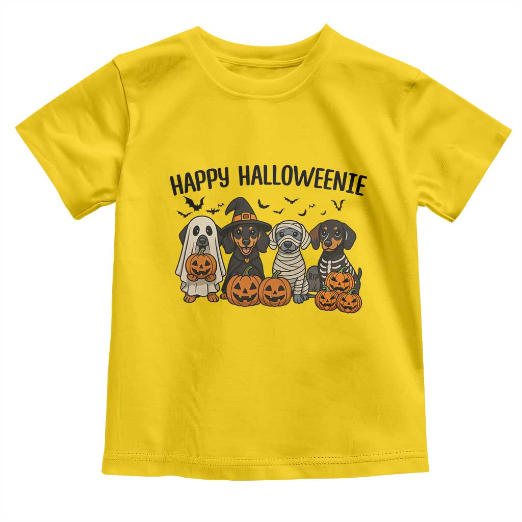 Funny Halloween Dachshund Toddler T Shirt Happy Halloweenie - Wonder Print Shop