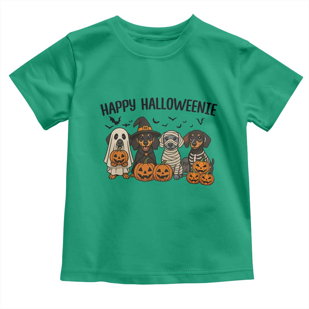 Funny Halloween Dachshund Toddler T Shirt Happy Halloweenie - Wonder Print Shop