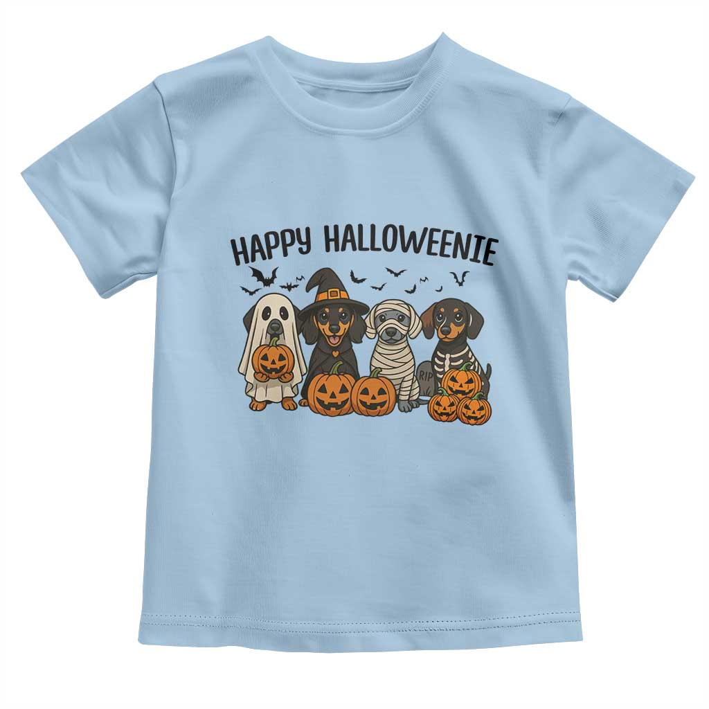 Funny Halloween Dachshund Toddler T Shirt Happy Halloweenie - Wonder Print Shop