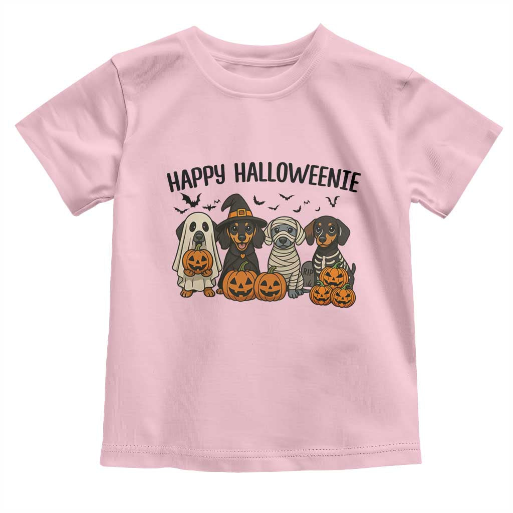 Funny Halloween Dachshund Toddler T Shirt Happy Halloweenie - Wonder Print Shop