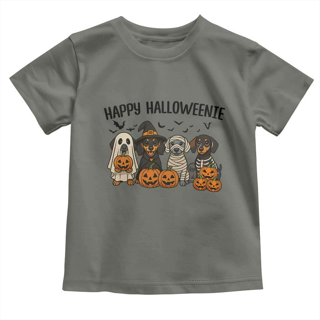 Funny Halloween Dachshund Toddler T Shirt Happy Halloweenie - Wonder Print Shop