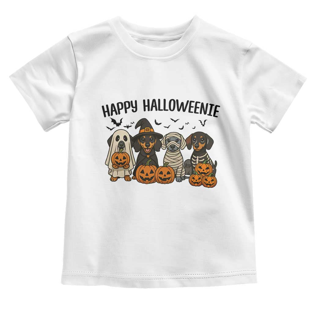 Funny Halloween Dachshund Toddler T Shirt Happy Halloweenie - Wonder Print Shop