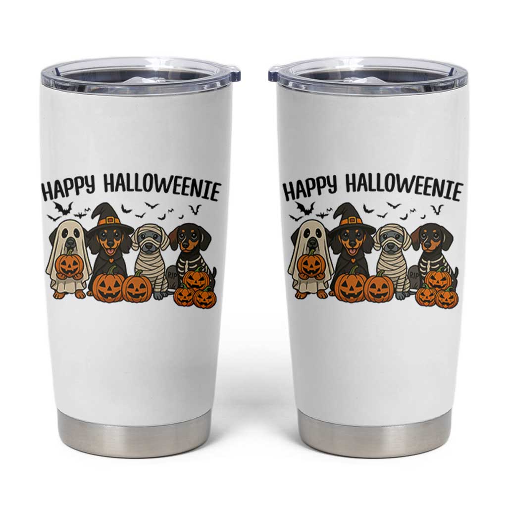 Funny Halloween Dachshund Tumbler Cup Happy Halloweenie