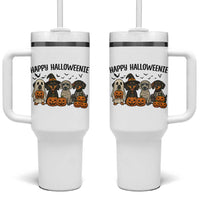 Funny Halloween Dachshund Tumbler With Handle Happy Halloweenie