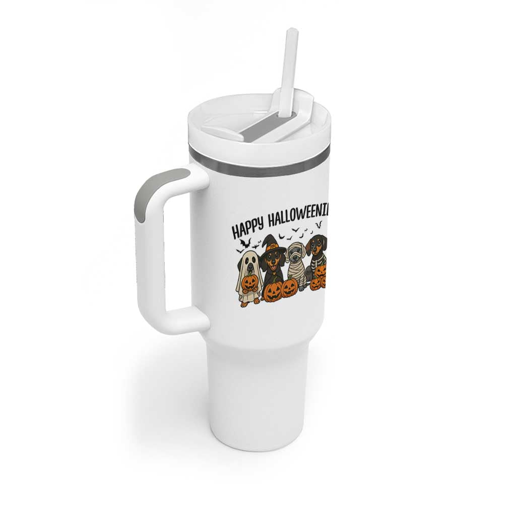 Funny Halloween Dachshund Tumbler With Handle Happy Halloweenie