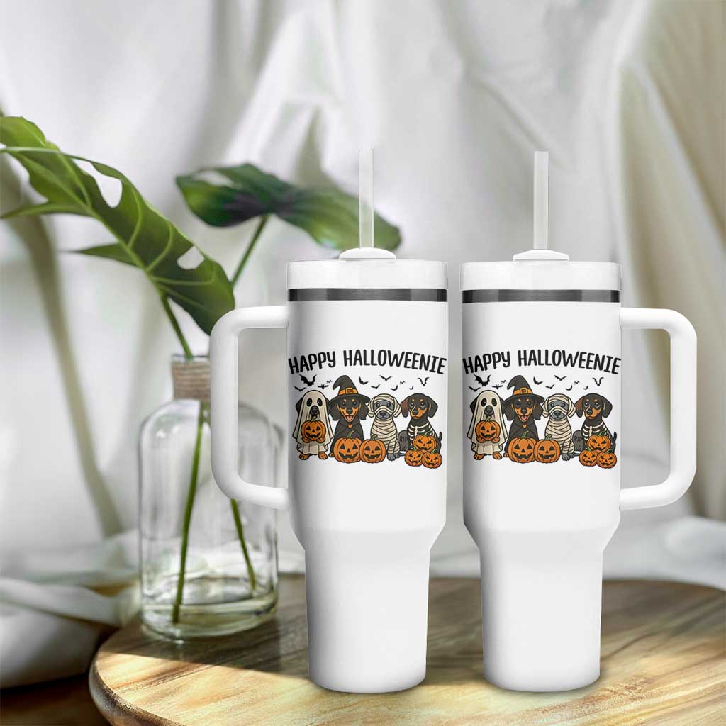Funny Halloween Dachshund Tumbler With Handle Happy Halloweenie