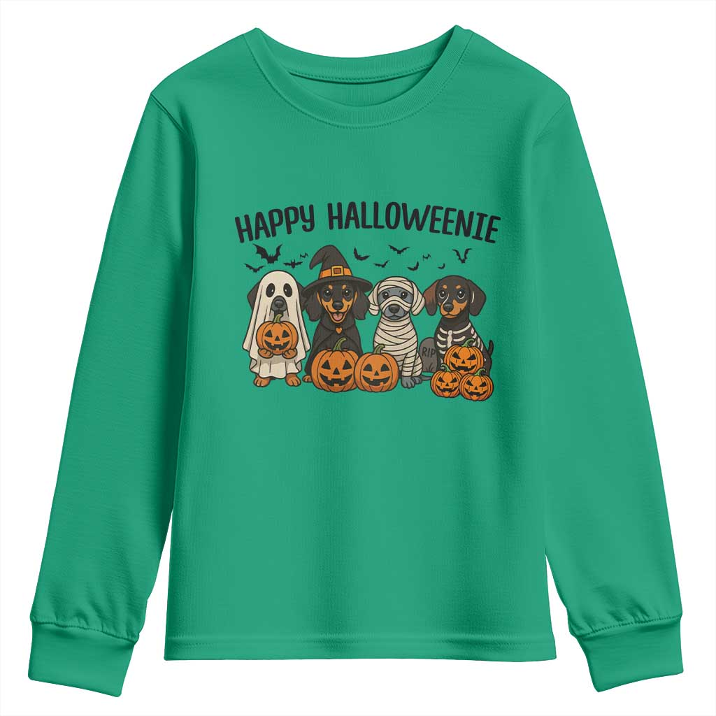 Funny Halloween Dachshund Youth Sweatshirt Happy Halloweenie - Wonder Print Shop