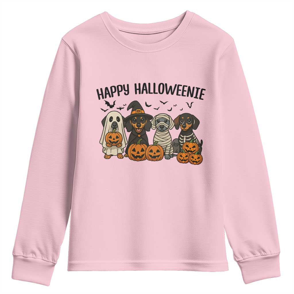 Funny Halloween Dachshund Youth Sweatshirt Happy Halloweenie - Wonder Print Shop