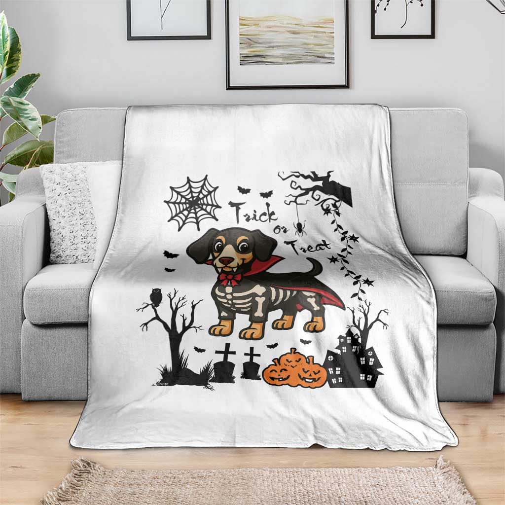 Funny Halloween Gift Throw Blanket Trick Or Treat With My Dachshund Dracula - Wonder Print Shop