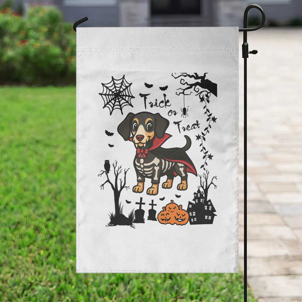 Funny Halloween Gift Garden Flag Trick Or Treat With My Dachshund Dracula - Wonder Print Shop