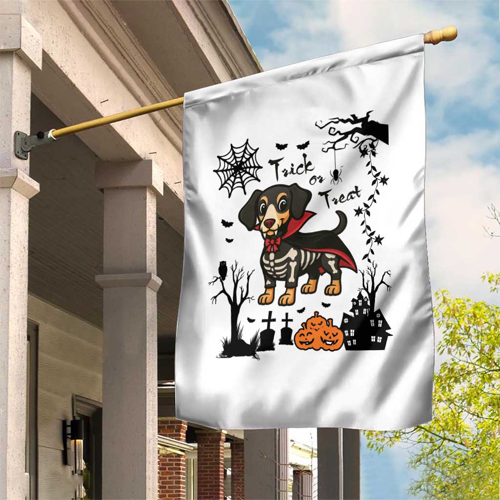 Funny Halloween Gift Garden Flag Trick Or Treat With My Dachshund Dracula - Wonder Print Shop