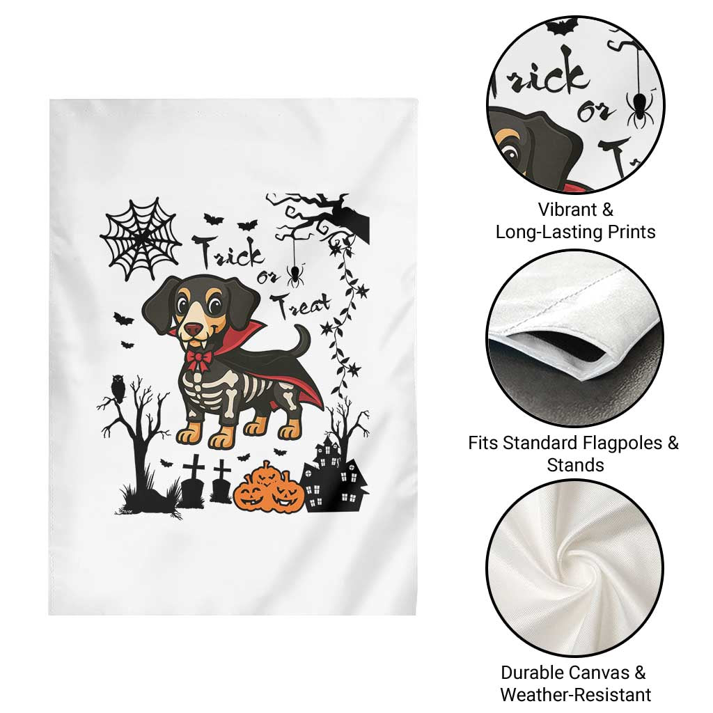 Funny Halloween Gift Garden Flag Trick Or Treat With My Dachshund Dracula - Wonder Print Shop