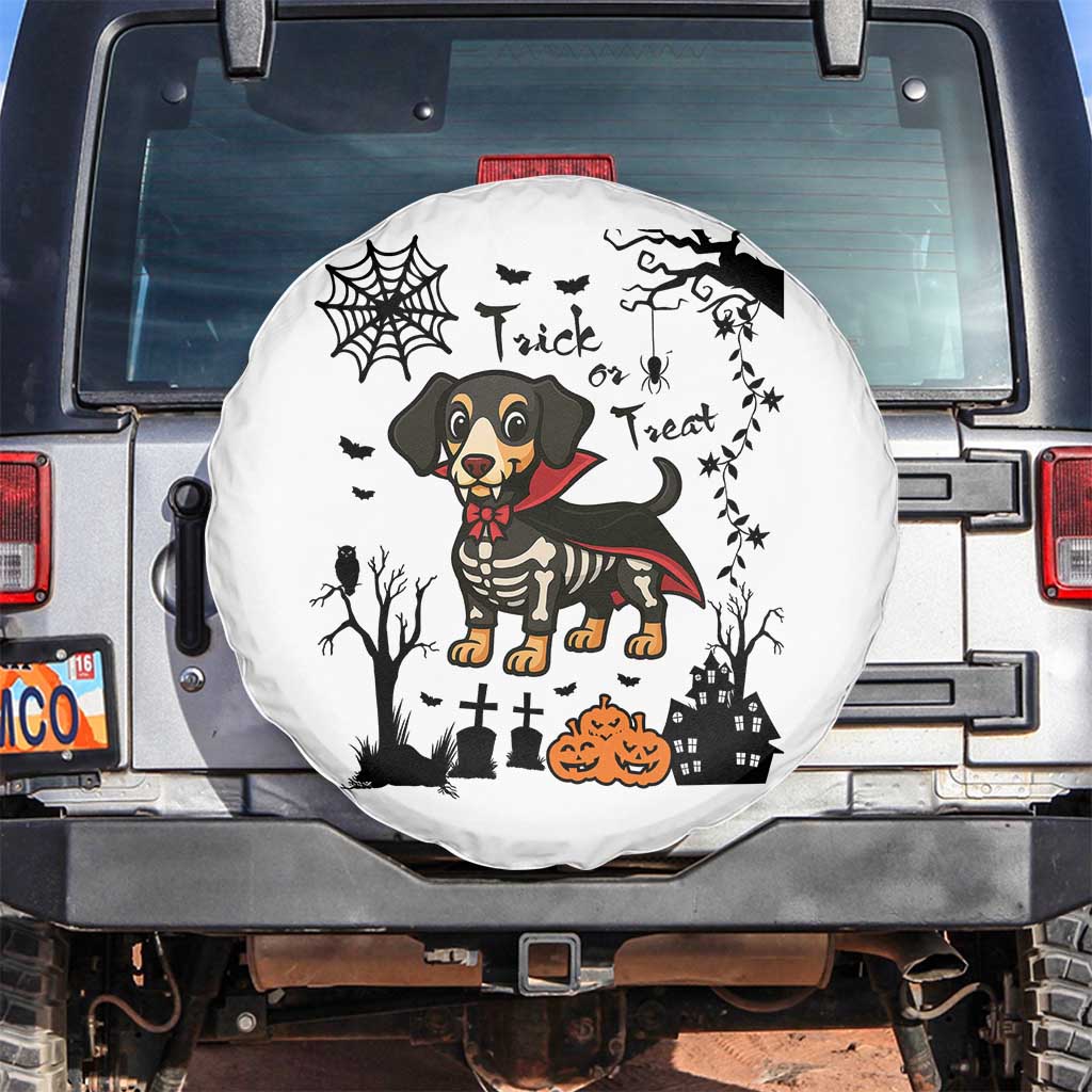Funny Halloween Gift Spare Tire Cover Trick Or Treat With My Dachshund Dracula - Wonder Print Shop
