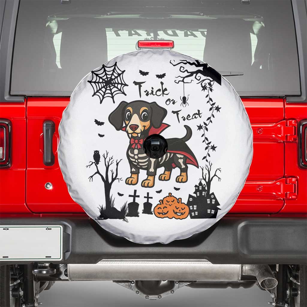Funny Halloween Gift Spare Tire Cover Trick Or Treat With My Dachshund Dracula - Wonder Print Shop