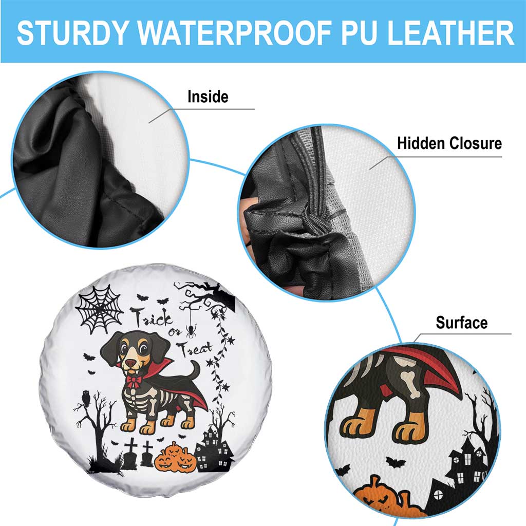 Funny Halloween Gift Spare Tire Cover Trick Or Treat With My Dachshund Dracula - Wonder Print Shop