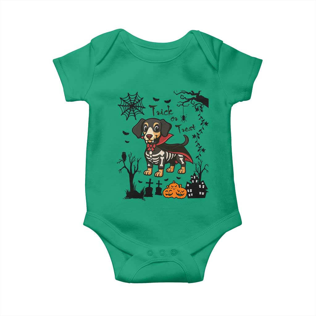 Funny Halloween Gift Baby Onesie Trick Or Treat With My Dachshund Dracula - Wonder Print Shop