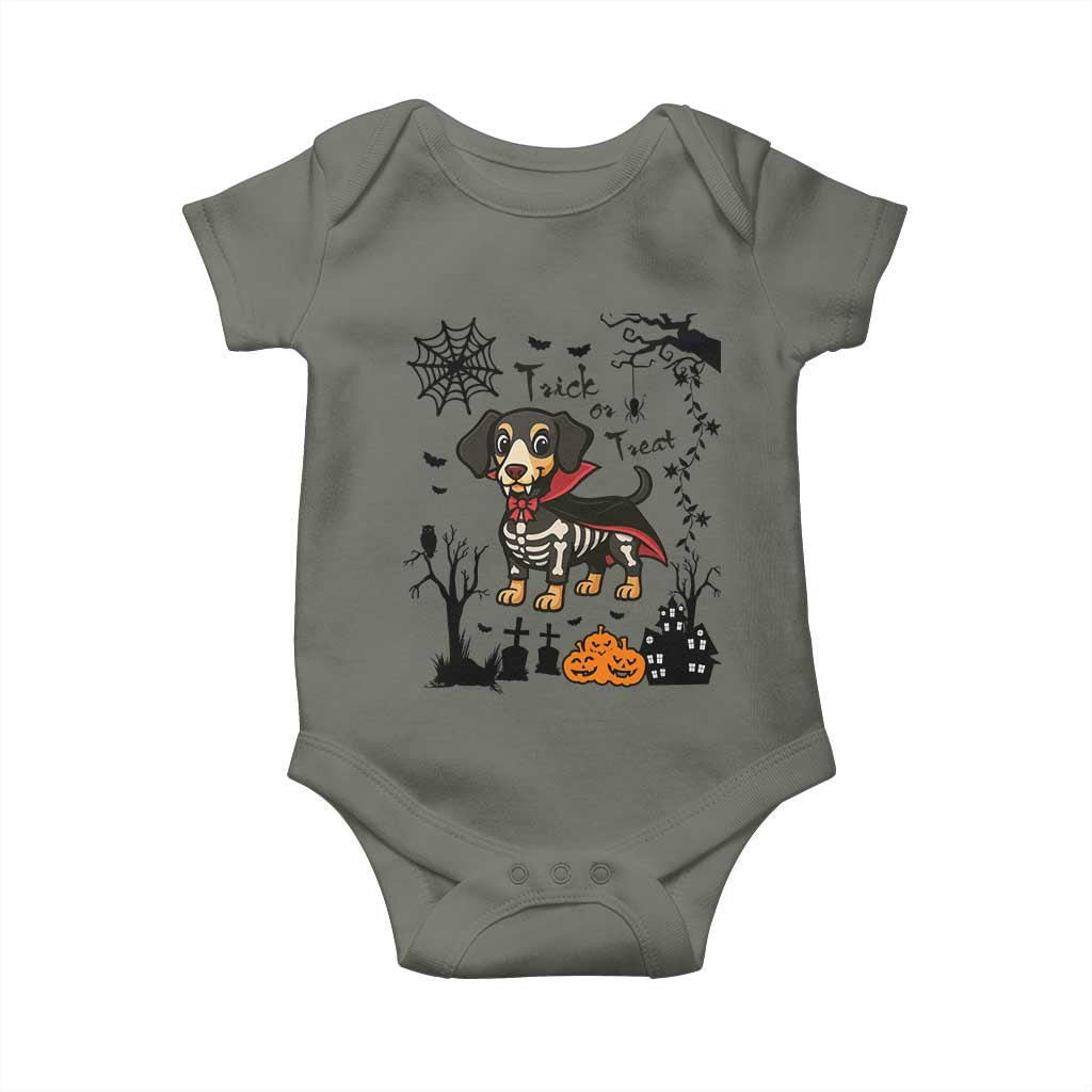Funny Halloween Gift Baby Onesie Trick Or Treat With My Dachshund Dracula - Wonder Print Shop