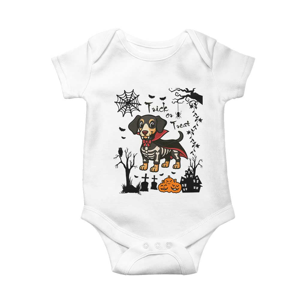 Funny Halloween Gift Baby Onesie Trick Or Treat With My Dachshund Dracula - Wonder Print Shop