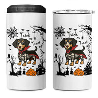Funny Halloween Gift 4 in 1 Can Cooler Tumbler Trick Or Treat With My Dachshund Dracula