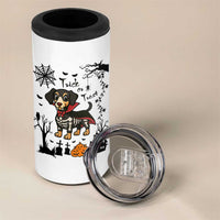 Funny Halloween Gift 4 in 1 Can Cooler Tumbler Trick Or Treat With My Dachshund Dracula