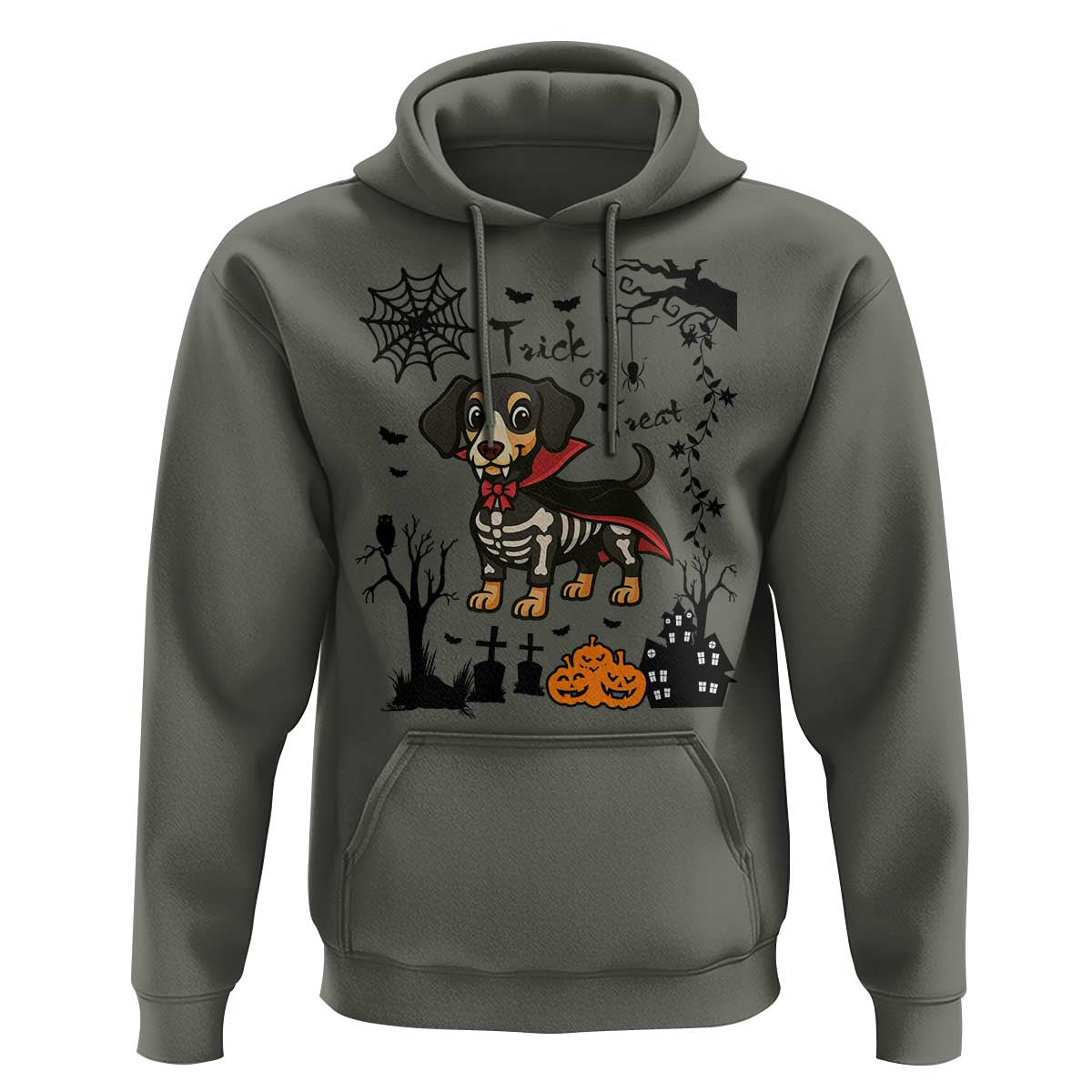 Funny Halloween Gift Hoodie Trick Or Treat With My Dachshund Dracula - Wonder Print Shop
