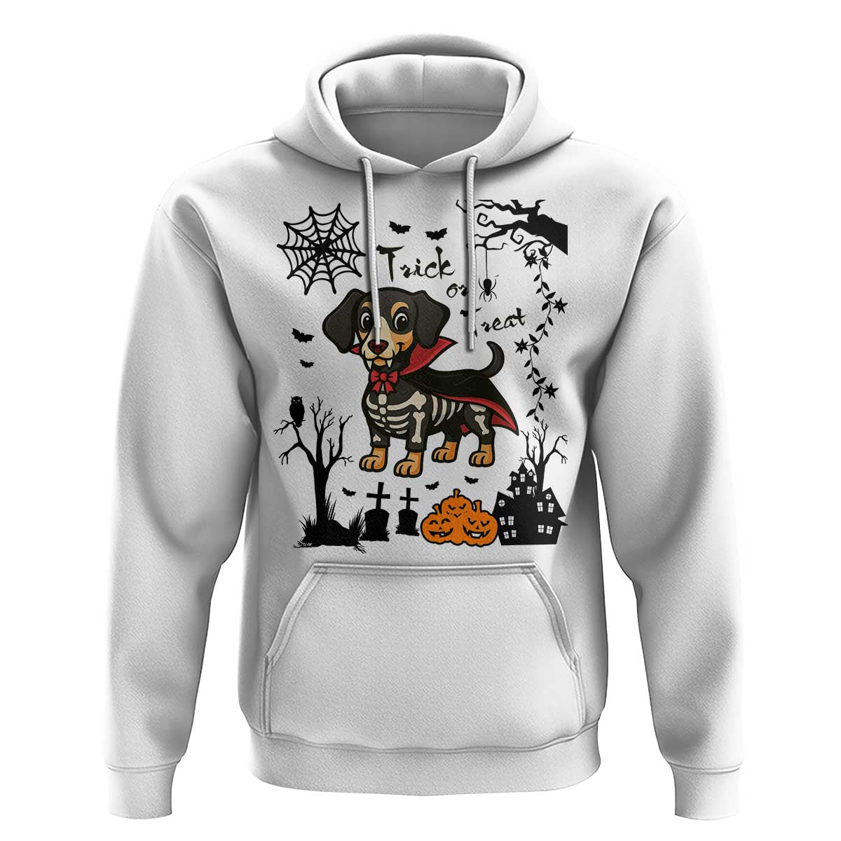 Funny Halloween Gift Hoodie Trick Or Treat With My Dachshund Dracula - Wonder Print Shop