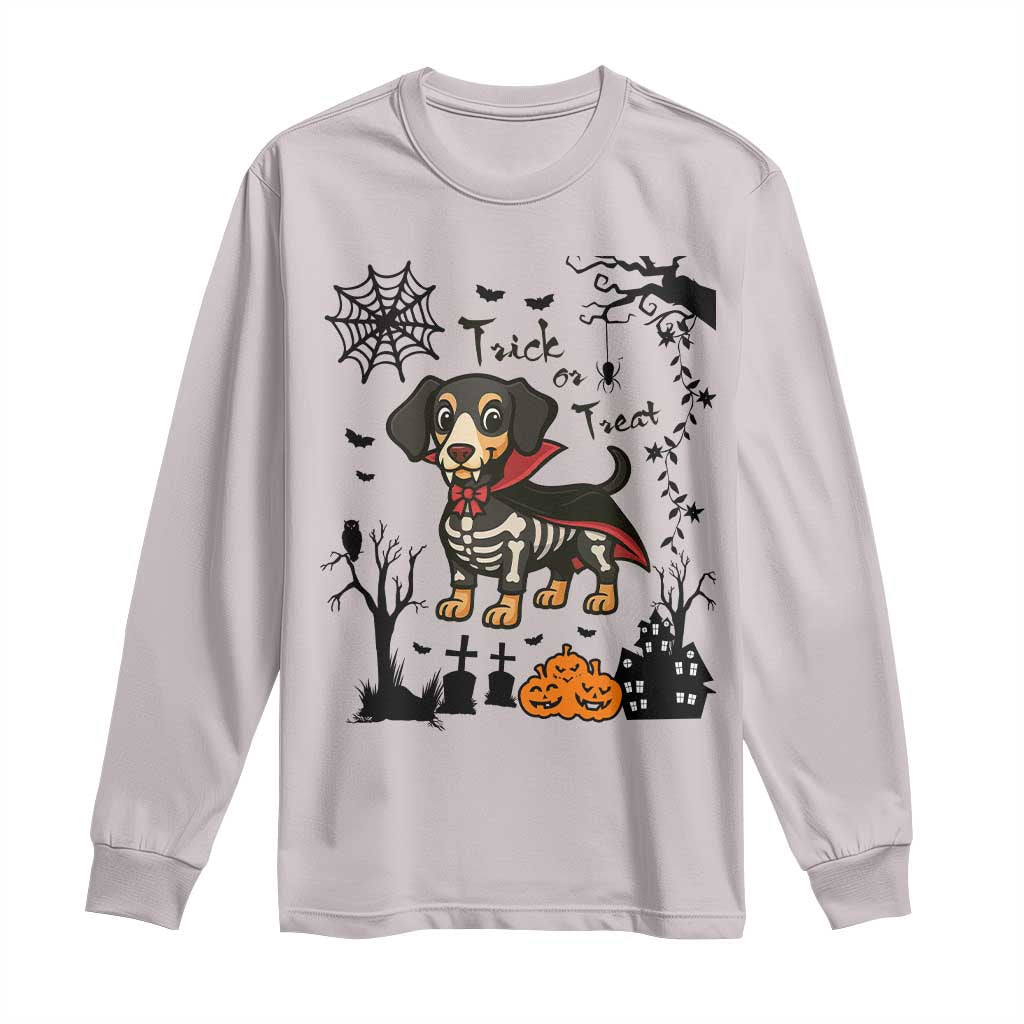 Funny Halloween Gift Long Sleeve Shirt Trick Or Treat With My Dachshund Dracula - Wonder Print Shop